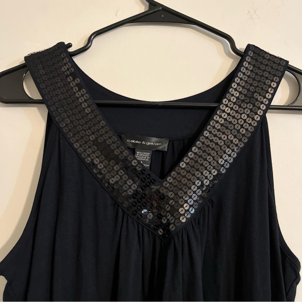 Cable & Gauge Black Sequin Tank Top